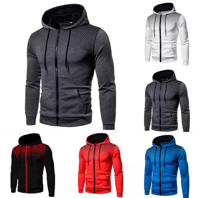 Men's Athletic Warm Soft Sherpa Lined Fleece Zip Up Sweater Jacket Hoodie Coat *