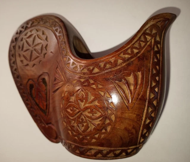 Hand Carved Wedding Shepherd's Cup Wooden Yugoslavia Folk Art