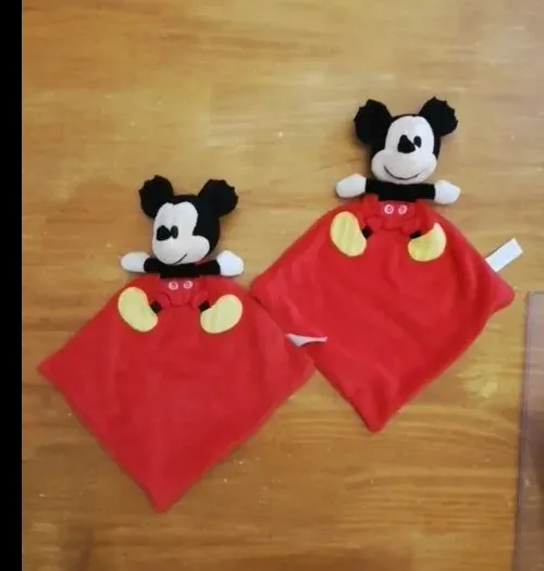 2 Doudou Disney Nicotoy Souris Mickey Plat Rouge Chaussure Jaune Marionnette