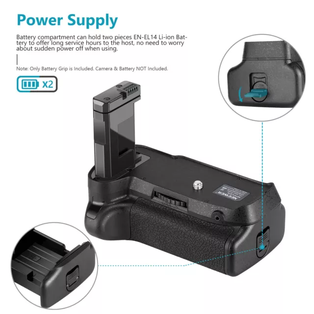 Neewer Professional Vertical Battery Grip Replacement for Nikon D3100/D3200 3