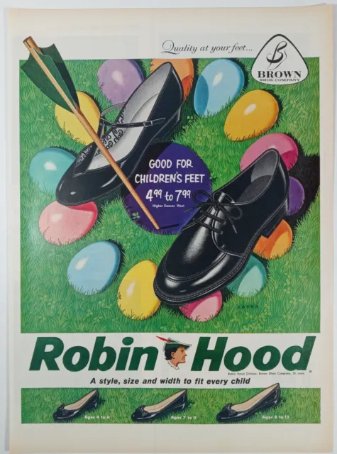 1950s Shoes Brown Easter Eggs Childrens Colorful Frameable Vintage Print Ad