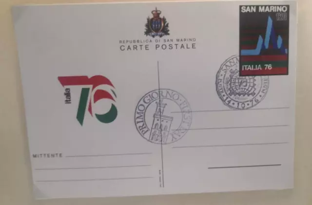 Esposizione Mondiale di filatelia Milano 1976 Cartolina Postale San Marino