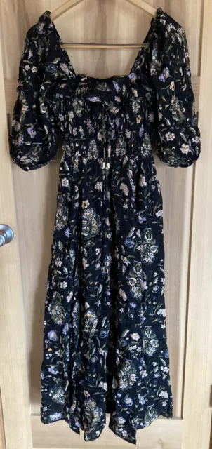 NWT Free People Oasis Printed Midi Dress Size XS Black Combo Floral $168