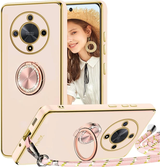 Cover PEIYE Per Honor Magic 6 Lite 5G E Honor X9b: Custodia Antiurto Con Anello Rotante 360° E Supporto Magnetico (Azzurro Cielo)