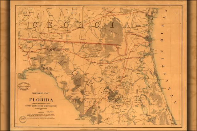 Poster, Many Sizes; Map Of Northern Part Of Florida 1864