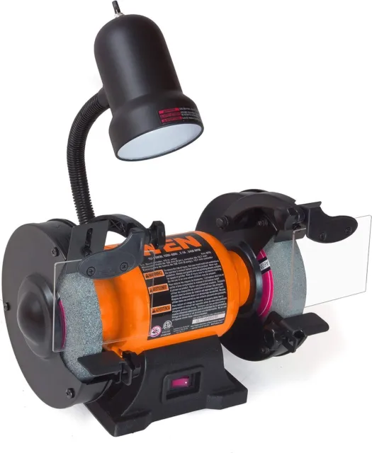 2.1-Amp 6-Inch Single Speed Bench Grinder with Flexible Work Light, Black,orange