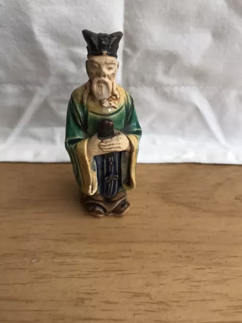 Antique Vintage Chinese  Mudman Figure Old Man Scholar