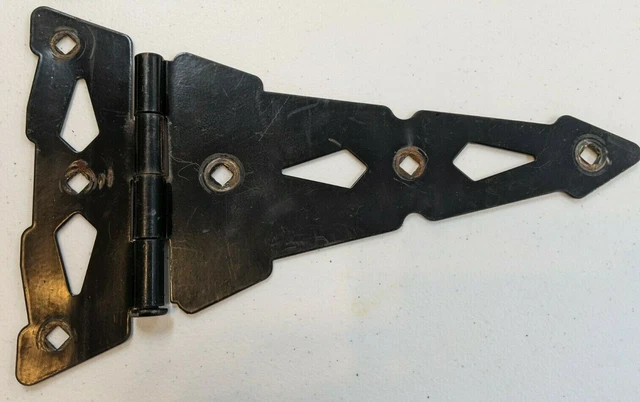 Large Vintage Ornate Metal Outdoor Barn Hinges Stanley Black Decor Primitive 2