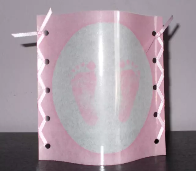 DekoWindlicht Geburt Taufe Babyfüssche rose Tischlicht Mitbringsel Geschenkidee