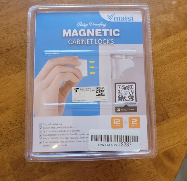 Vmaisi Magnetic Adhesive Cabinet Child Baby Proofing Safety Locks (12 Pack) NIP