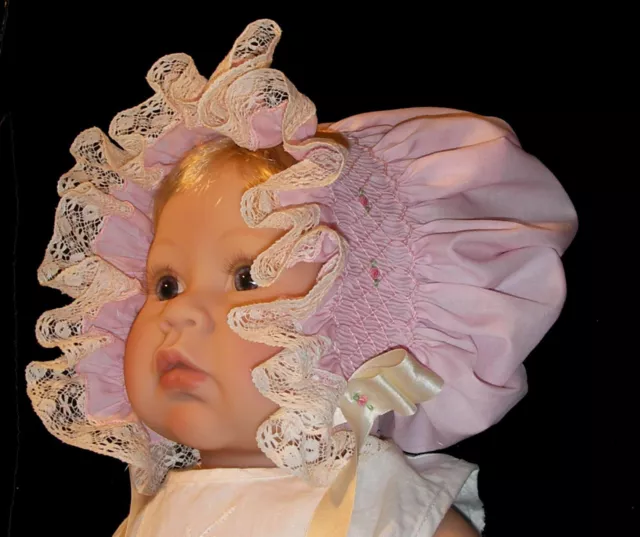 FREE SHIPPING _ NEW Smocked Baby's Bonnet - Irene _ From Preemie to 18 M