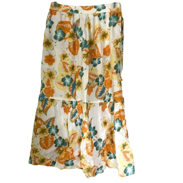 Roxy Tropical Floral Midi Zipper Waist Skirt Size Small