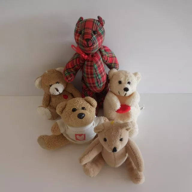 Lot de 5 doudous nounours figurines peluches vintage design estampe PN France