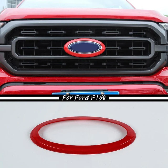 CheroCar Red Front Bumper Headlight & Grille Cover Trim For 2021-2022 Ford F150 F-150 – 2Pcs ABS Plastic