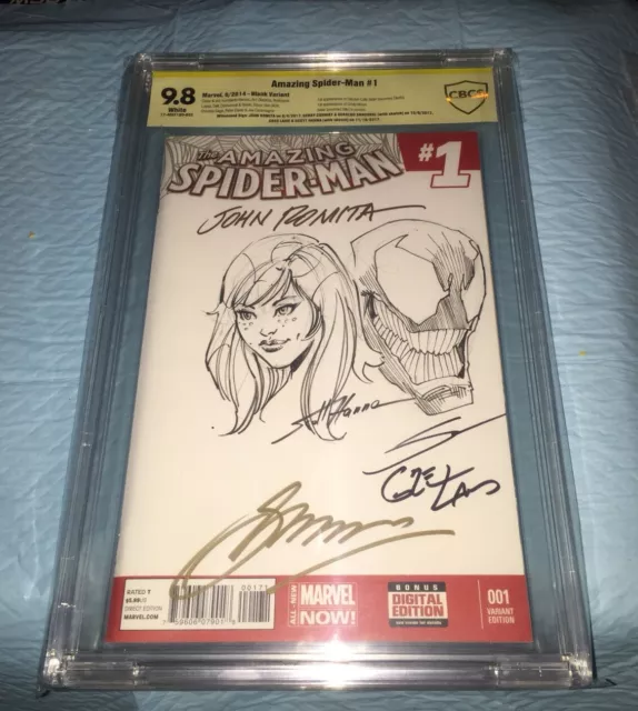 Spider-Man 1 9.8 Cbcs Signed Sketch John Romita Sr , G.conway & Sandoval & Hanna