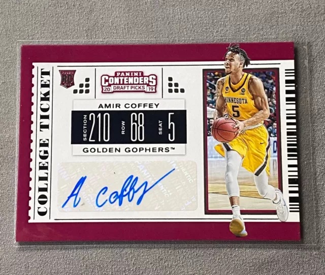 2019-20 Panini Contenders Draft Picks College Ticket Amir Coffey Rookie Auto RC