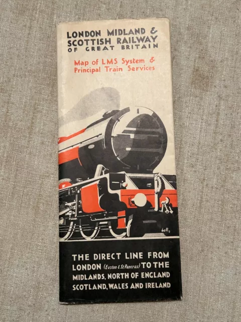 1931 London Midland & Scottish Railway of Great Britain LMS Karte und Zeittabelle