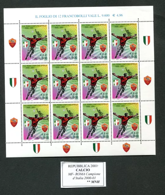 Repubblica  Italiana 2001 - Minifoglio Calcio - Roma Campione D'italia 2000/2001