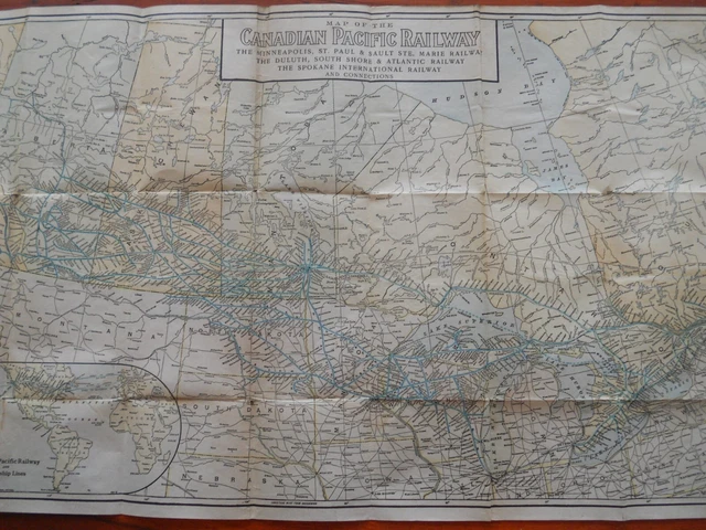 MAP OF THE Canadian Pacific Railway (1923) Vintage Canada/USA Folding ...