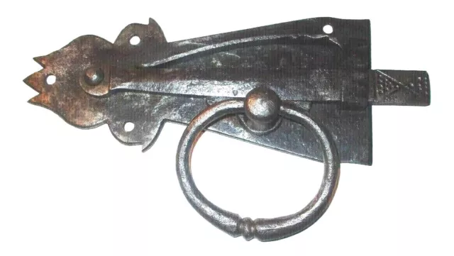 Rare Early American Blacksmith Made Hand Forged Wrought Iron Door Latch Lock