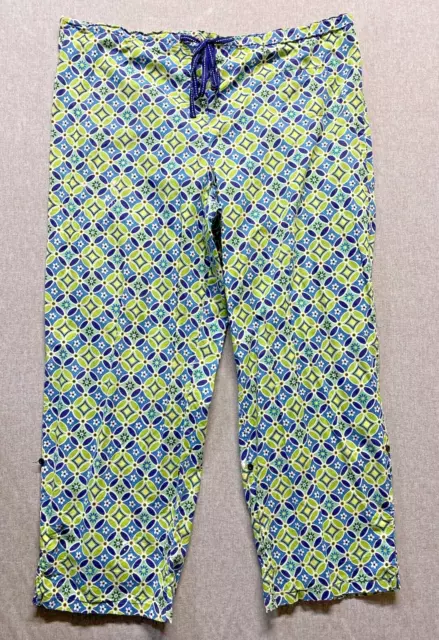 Vera Bradley Womens Pajama Pants Size XL Blue Green White Floral