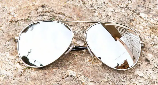 LARGE BIG SILVER Chrome White Metal Aviator Mirror Mens Glasses