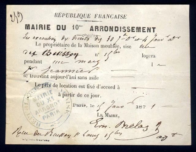  Siège de Paris : 10e arrondissement, réquisition d’hôtel, Brelay