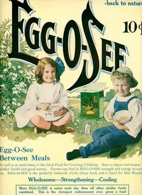 1907 Original Victorian Egg-O-SeeLarge Format Color Ad. Poster Style