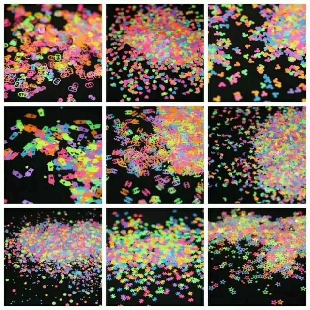 20+ Neon CHUNKY MULTI MIX Glitter shapes cosmetics wax melt nail art trend UK