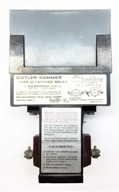 CUTLER-HAMMER Type 'M' Series 'A2' Latched Relay D23MR402 USED