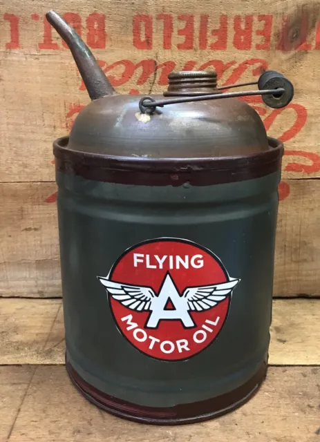 Tydol FLYING “A” Motor Oil 1 Gallon Tin Oil Filler Can with Spout, Handle
