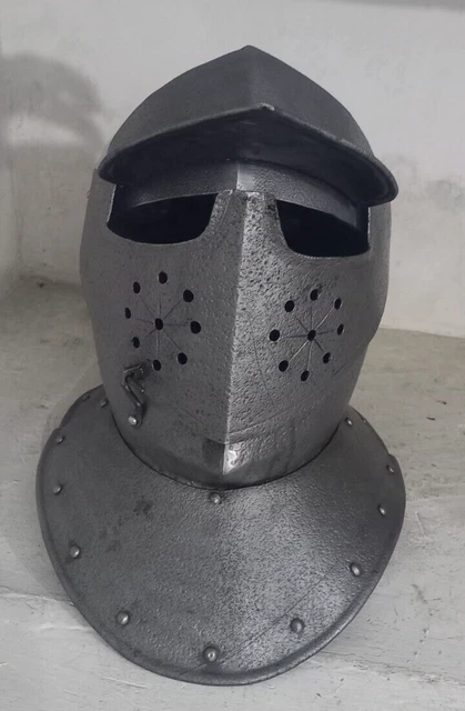 Helmet Antique 19thC Hand Forged Armor Iron 16thC Soldiers Helmet