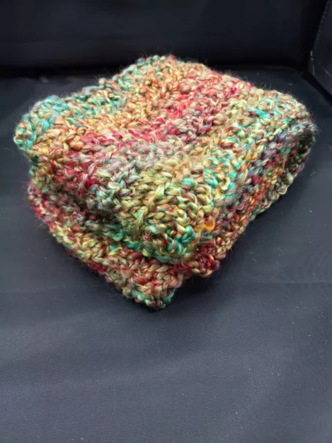 Hand crocheted scarf in a beautiful rainbow color yarn is soft, warm and machine