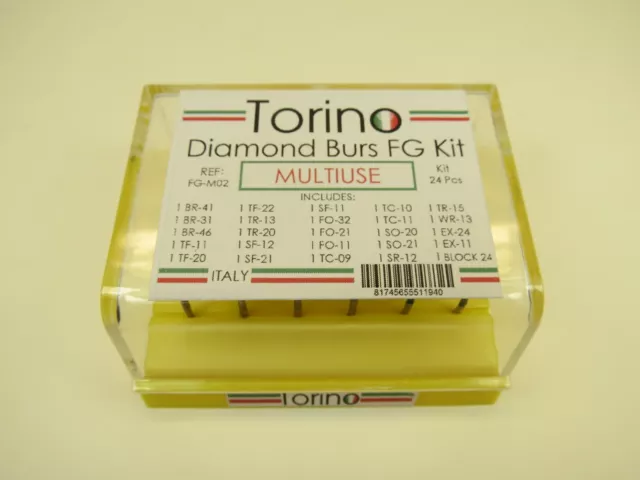 Dentaire Fg Diamant Fraises Multi Usage Set / 24 Pièces + Support TORINO 2