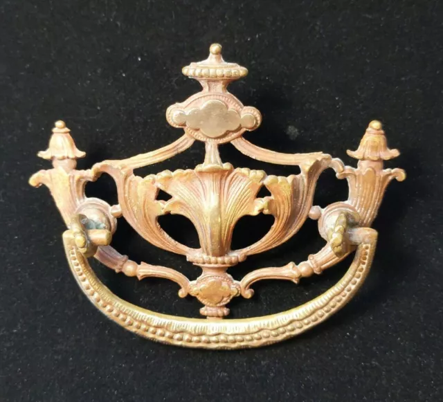 1 Ornate Cast Brass  Antique Vintage Cabinet Drawer Pull Handle Arco 10018