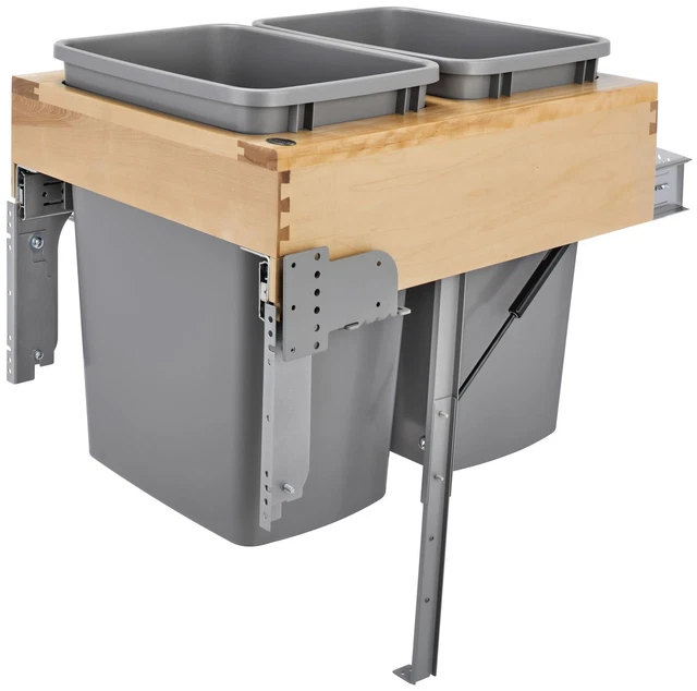 Rev-A-Shelf 4WCTM-RM-2135DM-2 4WCTM Top Mount Double Bin Trash - Natural Wood