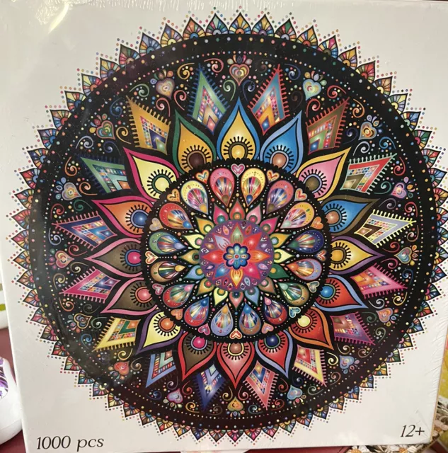 1000 piece jigsaw puzzles new factory sealed. GEOMETRIC COLORFUL MANDALA 12 up