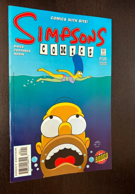 SIMPSONS COMICS #135 (Bongo Comics 2007) -- VF -- Jaws Movie Poster Homage