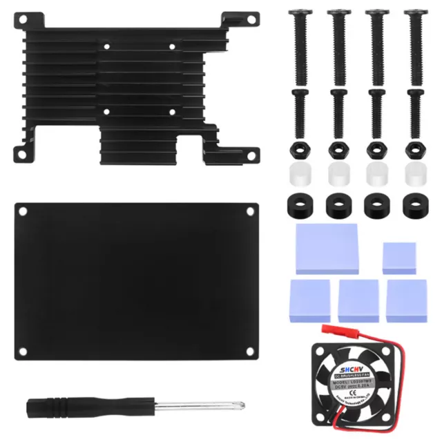 Aluminum Case with Active Passive Cooling Fan Enclosure Kit for Orange Pi 4 LTS