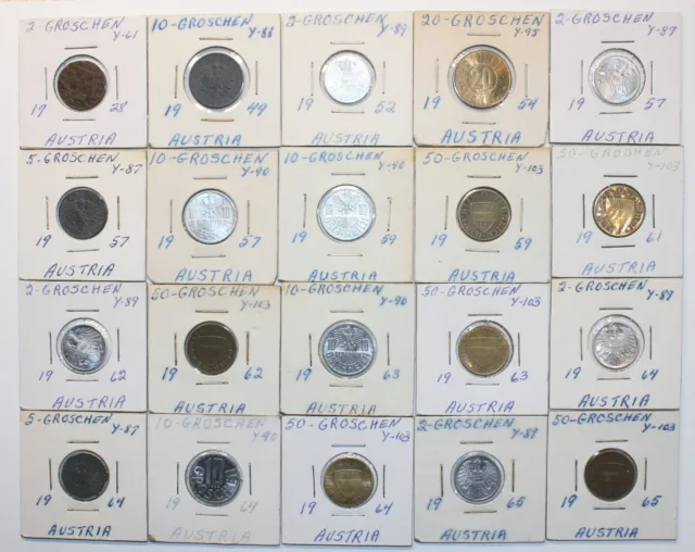 Lot Of 25 Austria Coins - Groschen - 1928 1949 1952 1954 1957 1959 1961 1962