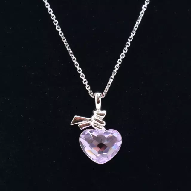 Swarovski Ties of Love Heart Crystal Pendant Rolo Chain Link 17" Necklace