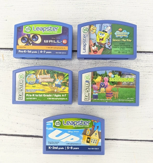 LOT OF 5 Leapster Games, Disney, UP, Backyardigans, spongebob, Wall E