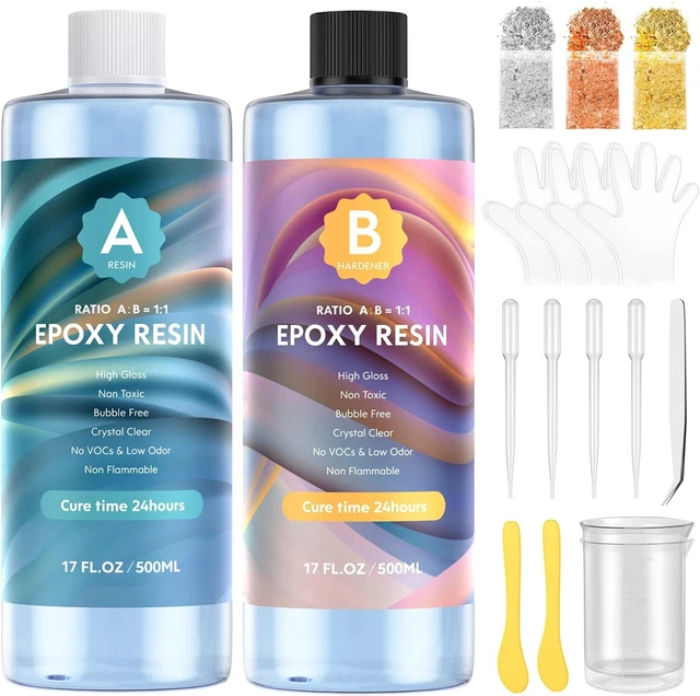 Wwtop Epoxidharz zum Gießen, 1000 ml Epoxi Harz mit Härter, Epoxy Resin für Ar