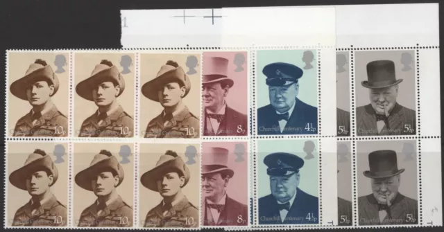 GB 1974 Birth Centenary of Sir Winston Churchill set of 4, blocks of 6, mint MNH