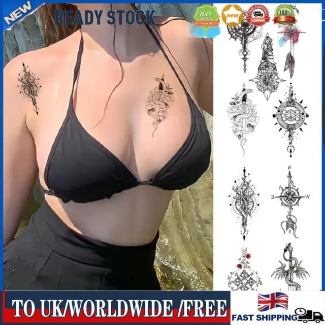 9pcs Disposable Sign Stickers Set Waterproof Fake Tattoos for Adults 114x210mm