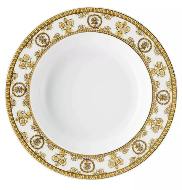 Versace Von Rosenthal I Love Baroque Bianco Rand Suppenteller #403652-1032 Feder