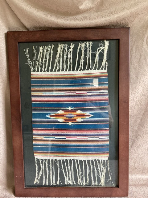 Antique “1929” Chimayo Indian Sample Blanket Framed With Provenance