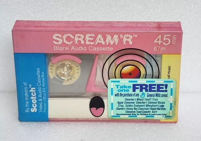 Cinta de casete de audio en blanco Scotch Scream'r totalmente nueva sellada 45 min