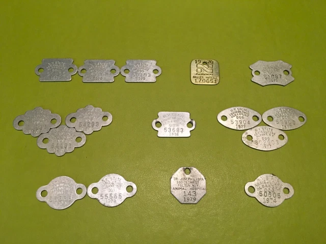 Vintage lot of 16 1970’s Dog Tag License Registration New York State NYS Lot 5/5