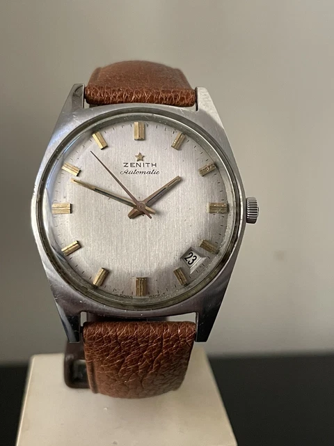 Montre Zenith Automatique Vintage - Calibre 2542PC, Cadran Dégradé - Bracelet Noir - Occasion